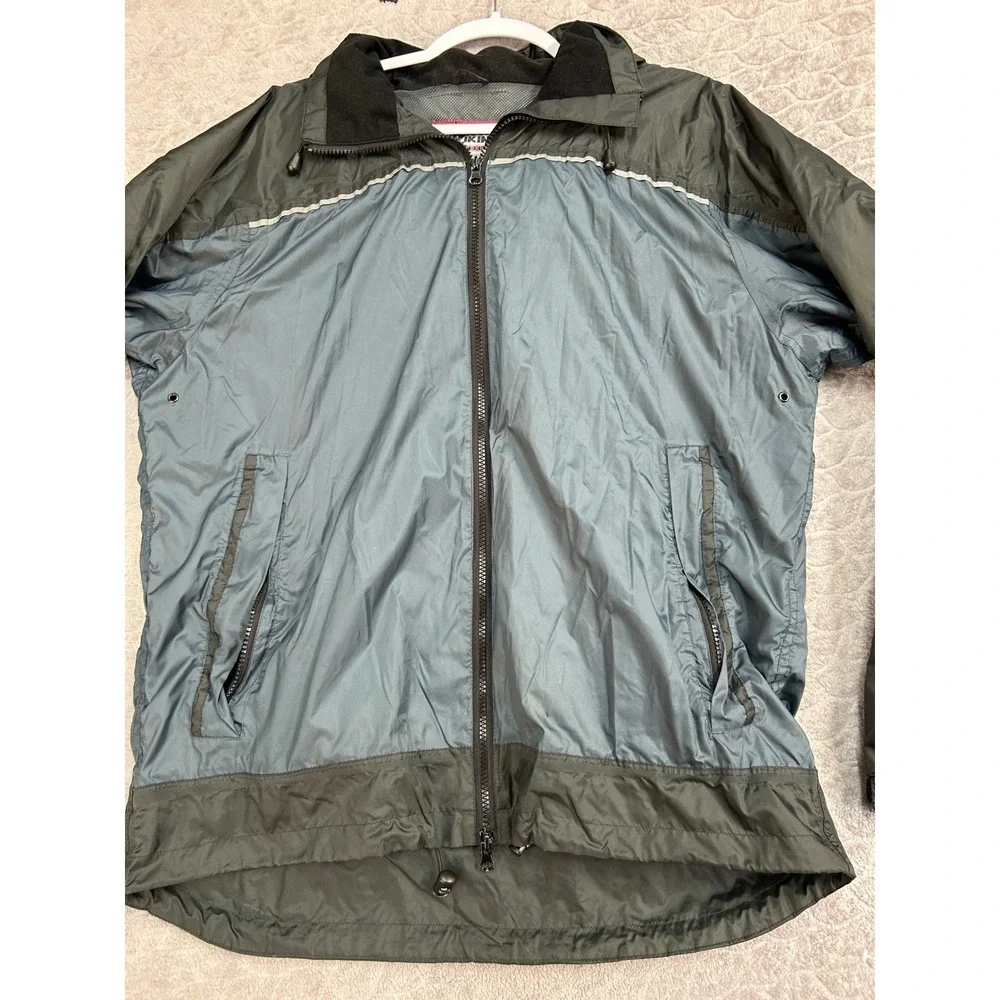 Viking Windigo Packable Rain Jacket‎ Mens Large Blue Black Hooded Windbreaker L